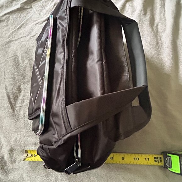 Lug Rumble Satchel with Crossbody Strap Black with Rainbow Stitching - Picture 9 of 13